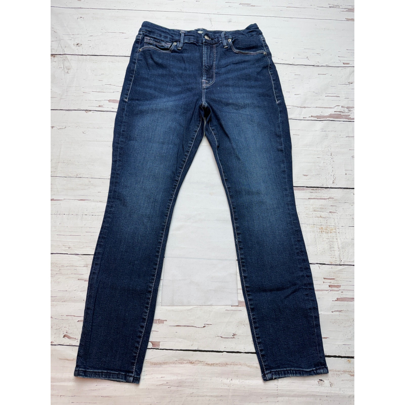 Good American High Rise Skinny Jeans Dark Wash 10/30 Classic Denim